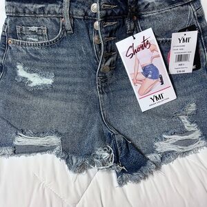 YMI Women's Jean Shorts - Distressed Blue